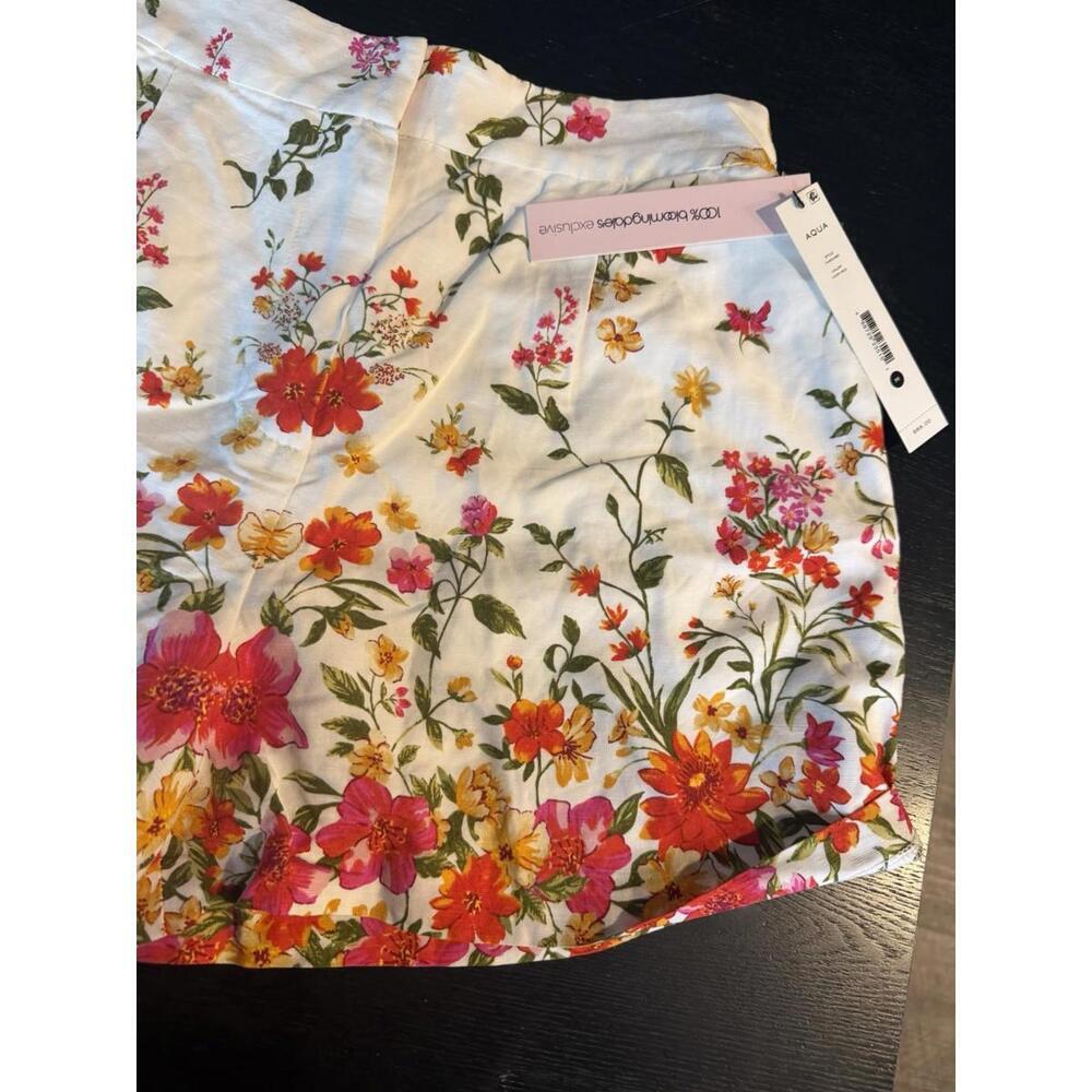 EASTER / SPRING 💐 Bloomingdales Aqua White Floral Pink Orange Midi Shorts 8 - Picture 3 of 4